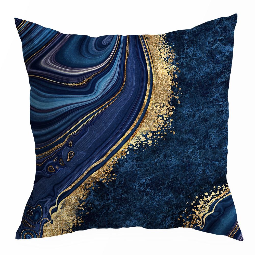 Blue Abstract Marble Print Pillowcase Sale Peach Leather Velvet Home Pillow Sofa Cushion Cover