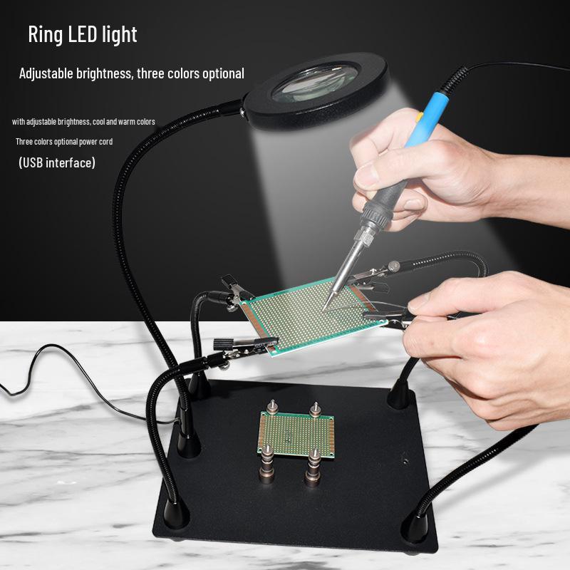 Mobile Phone Repair Fixture: PCB Circuit Board Holder with Universal Rod & LED Magnifier