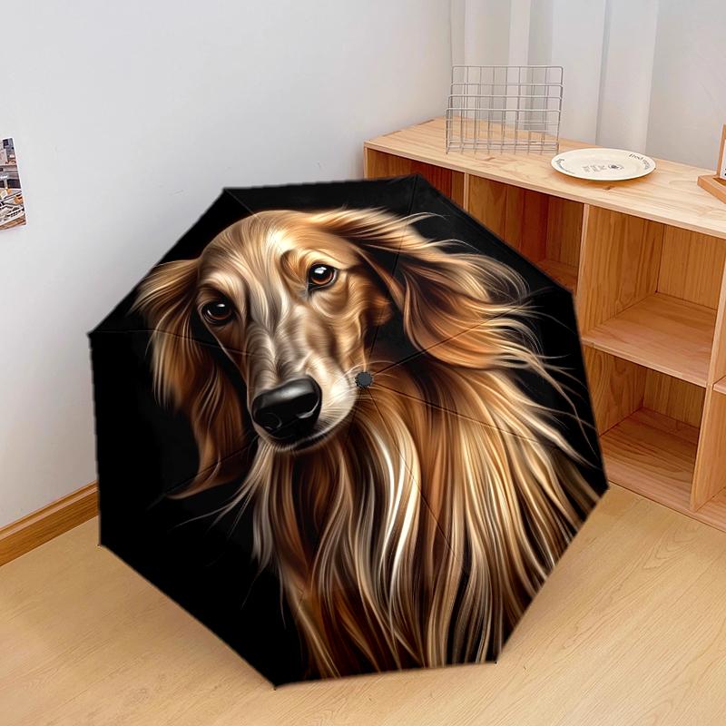 

1 PC Automatic Folding Umbrella - Cute dog Pattern, Portable & Foldable Design with 8 Ribs, Christmas Birthday Gifts