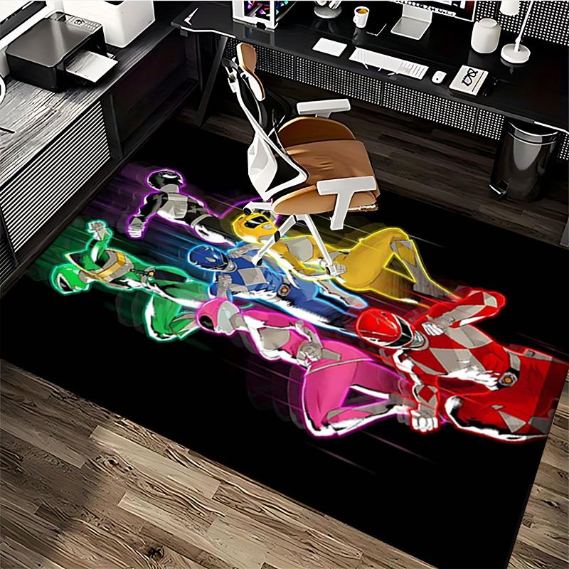 1pc Power Rangers Anime Cartoon Design Office Chair Mat Non-Slip Carpet for Home Decor, Living Room, Bedroom, Game Room - Perfect Gift for Fans.T089