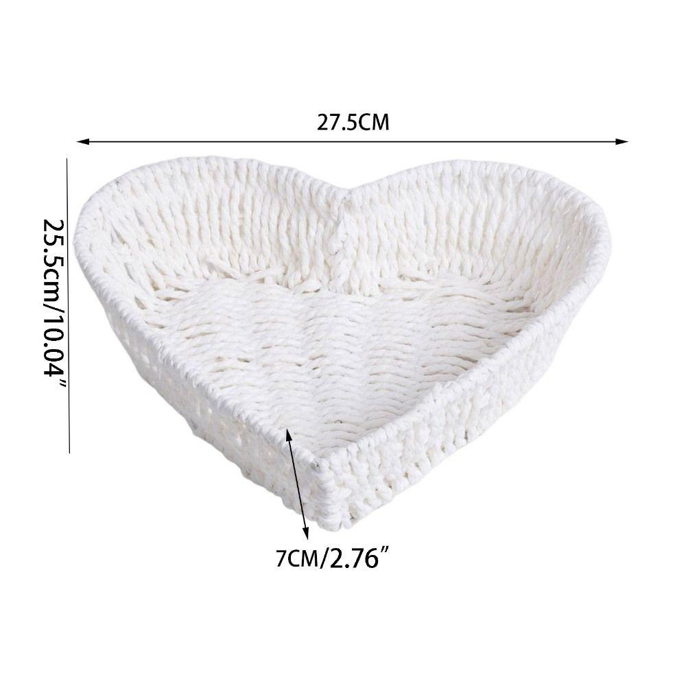 Chic Woven Storage Basket Handmade Paper Rope Fruit Plate Heart Shape Basket  Photo Prop