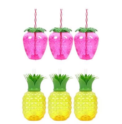 Plastic Pineapple Cup Birthday Decorations Wedding Straws Party Supplies Tropical Summer Beach Centerpiece Swimming Pool Event