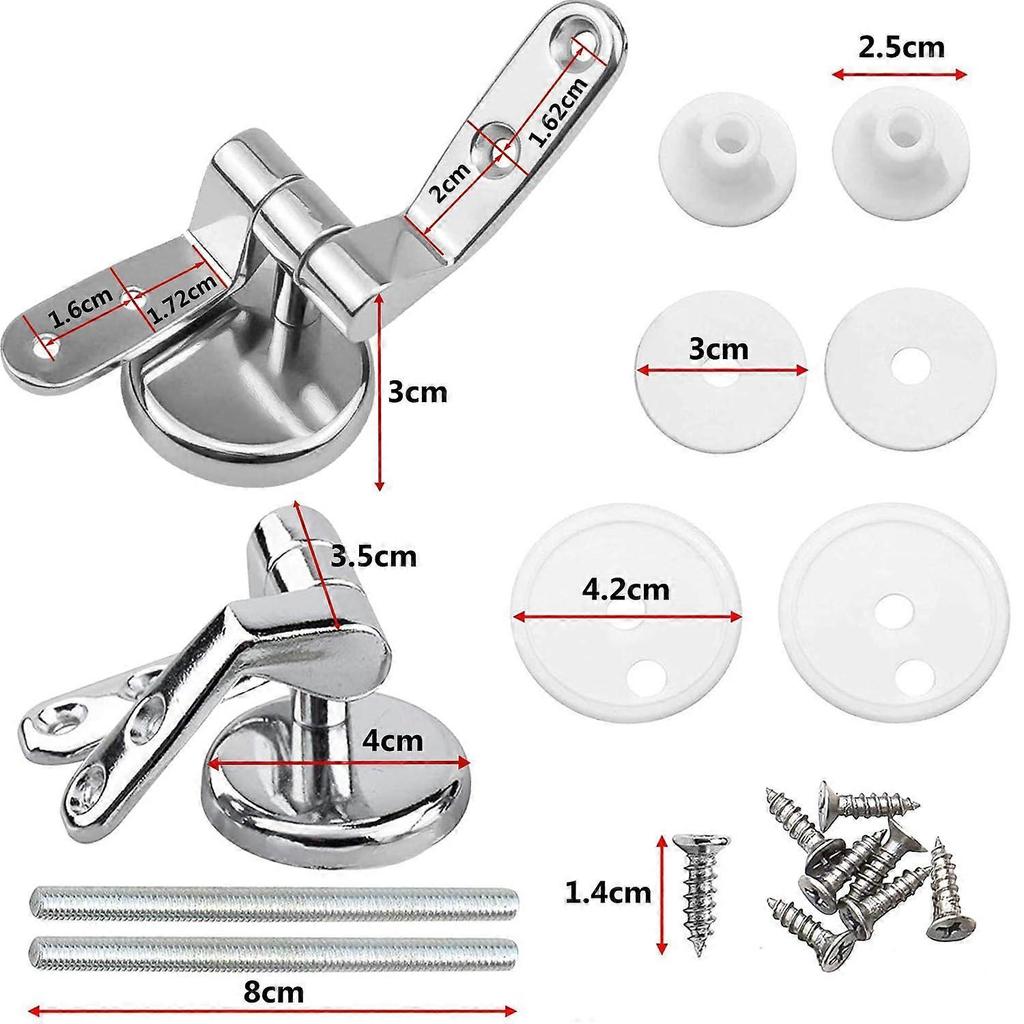 Toilet Seat Fittings, Zinc Alloy Toilet Seat Hinges Replacement for Most Toilet Seats