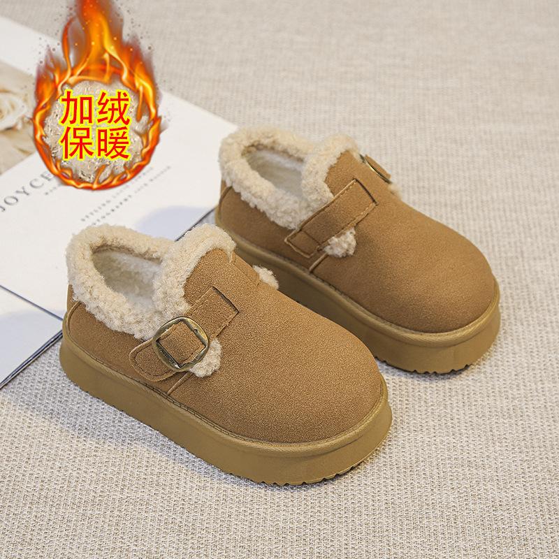 Kids Warm Fleece Lined Buckle Non Slip Winter Casual Snow Boots 27 верблюд