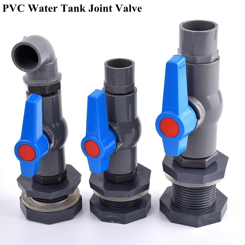 1Set 1/2" 3/4" 1" PVC Aquarium Fish Tank Connector Inlet Water Drain Pipe Joint Valve Irrigation Water Tank Bulkhead Fittings