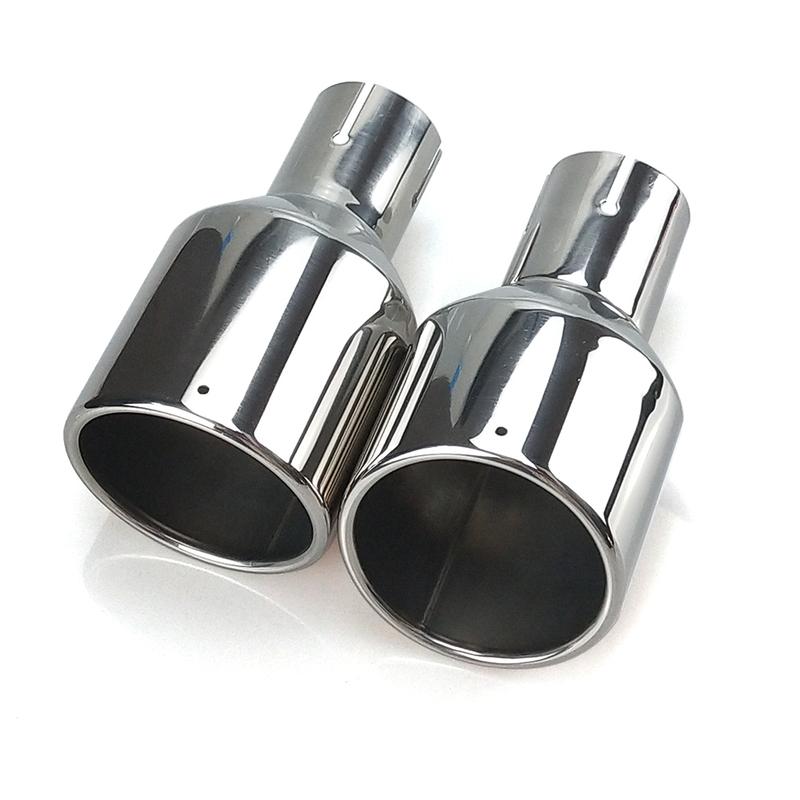 1 Piece 114mm Outlet Universal Modification Car Accessories Silver Curly Flange Muffler Exhaust Stainless Steel Tip End Pipe