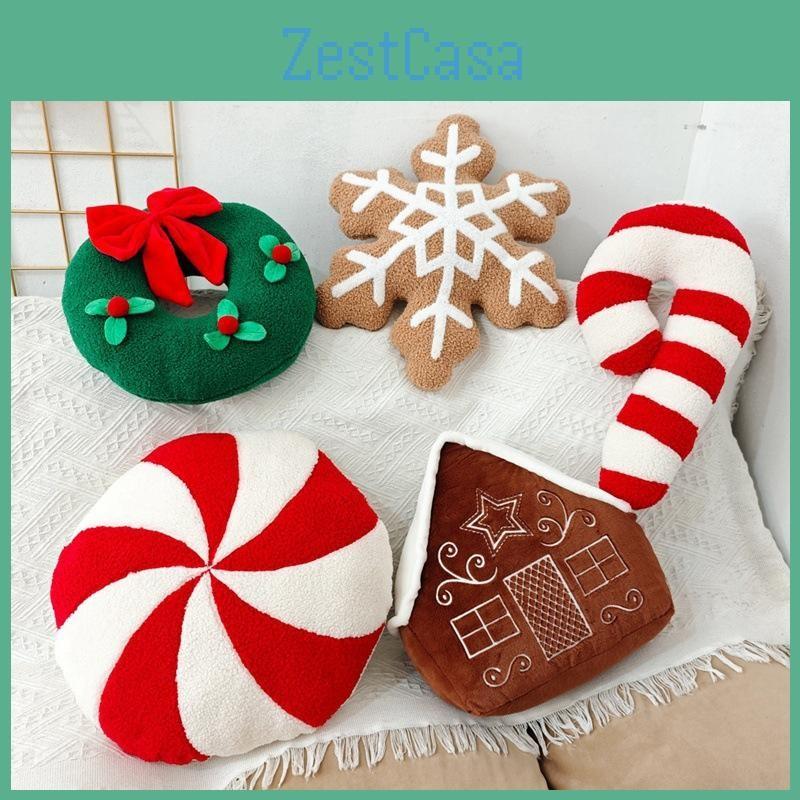 Plush Throw Christmas Pillow Cushion Garland Shape Stuffed Toy Doll Decor Xmas