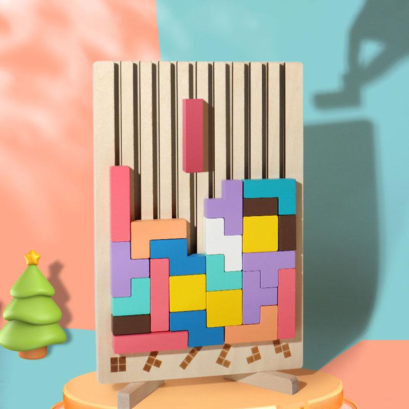 3D Holzpuzzle, Bausteine, Puzzlespiel, Logik-Trainingspuzzle Spielzeug für Babys, Interaktive Spiele für Eltern und Kinder
