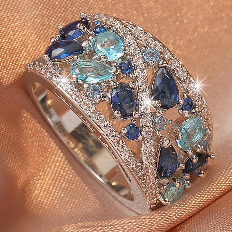 Bohemian Women's Couple's Fashionable and Elegant Glass Zircon Gift Ring