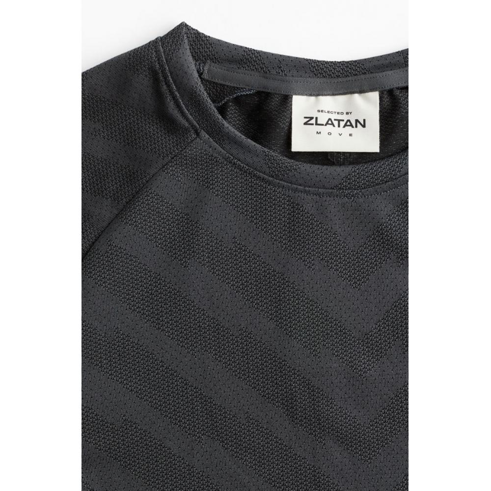 H M Sport Top Regular Fit dryMove Black Patterned