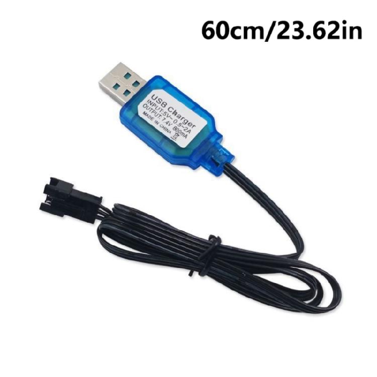 USB Charger Cable SM2.0 2P Connectors for 7.2V 250mA NiMH NiCD Batteries with LED Indicator and Safe Charging