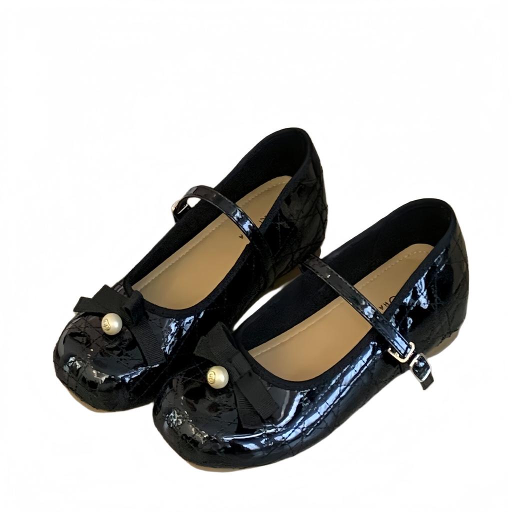 High-heeled Mary Jane Shoes Women's 2025 New Niche Design Sense Late Evening Wind Rhombus Bow Round Head Thick Heel Single Shoes