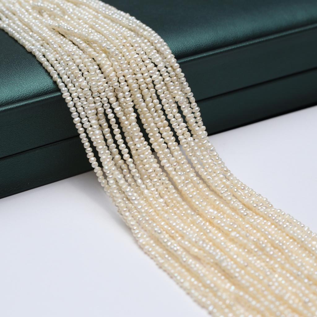 1String, White Natural Freshwater Pearls, Boho Handmade Punch Pearl Beads for Jewelry Making DIY Necklaces Crafts (Beads 1.8-2mm, Length 36cm)