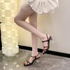 Unique  Strange Heel Sandals Women Sexy Cross Narrow Band Ankle Strap Patent Leather Open Toe Party Shoes Summer