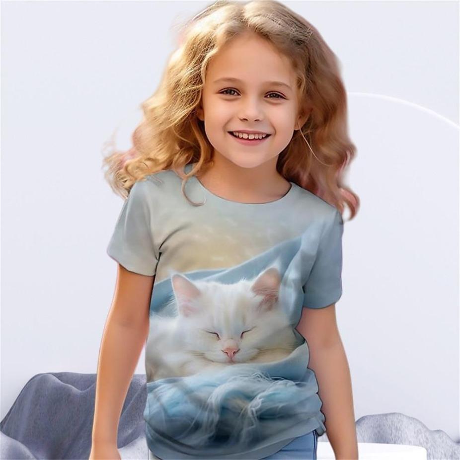 Kids T-shirts Cartoon Pattern Short Sleeve 3d Print T Shirt O Neck Tops Polyester Casual Sportwear Comfortable Tees
