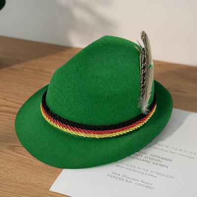 Top Hat Oktoberfest Fedora Retro Bavarian Style Unisex Cap with Feather And Rope Decor Holiday 1920s Themed Parties Cosplay Events Hat