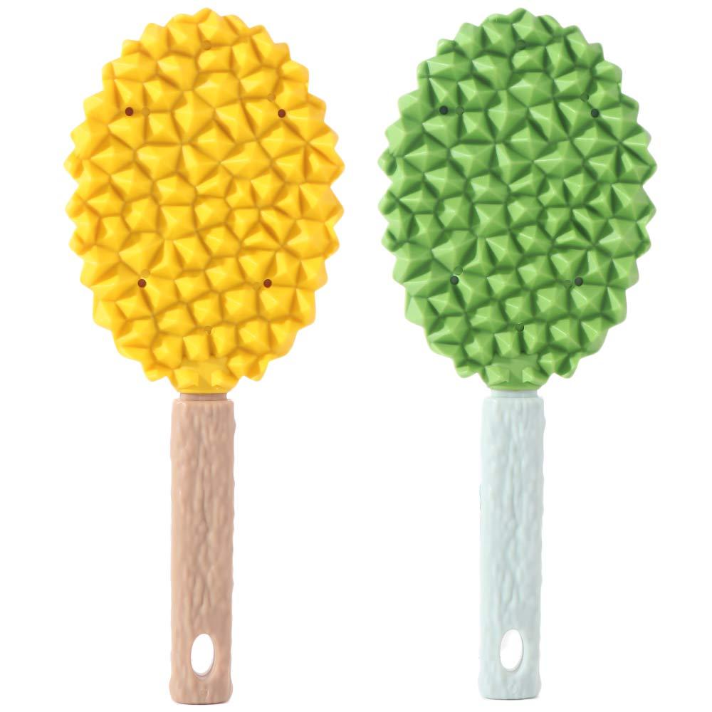 

2Pcs Durian Shape Cat Floating Hair Comb Hanging Hole Pets Shedding Massage Comb Indoor жовтий/зелений