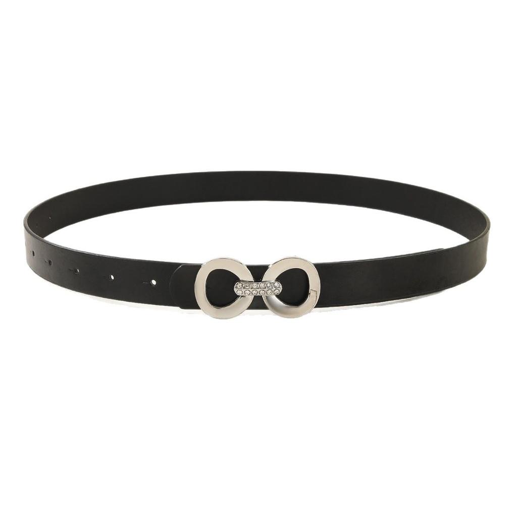 Women's Versatile 8-Figure Buckle Leather Waist Belt - Thin, Simple, Waist-cinching Fashion Accessory