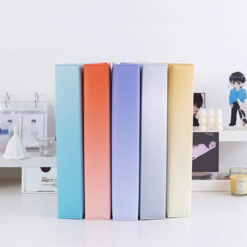 9-Pocket A4 Photo Album Binder, Gradient PU Leather Scrapbook for K-Pop Photocards, Polaroid, Postcard & Laser Ticket Storage