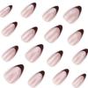 Cat Eye Glitter Brown French Almond Short False Nails - Hot Selling Fall/Winter Tips
