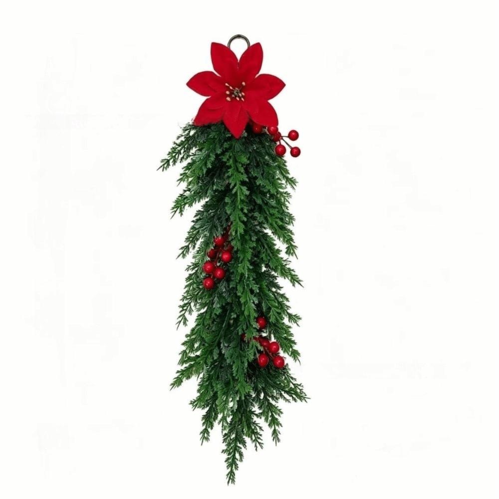 Poinsettia Berries Decor Christmas Wreath Plastic Christmas Wall Decorative Christmas Decor