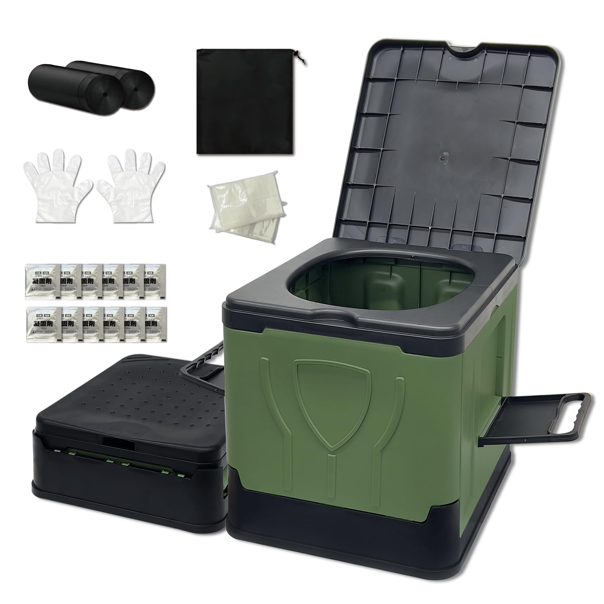 

Портативный аварийный включает коагулянт и стул 12 100 кг вес до портативного туалета для катастрофы питание на открытом воздухе и автомобиль компактный портативный туалет, зелёный