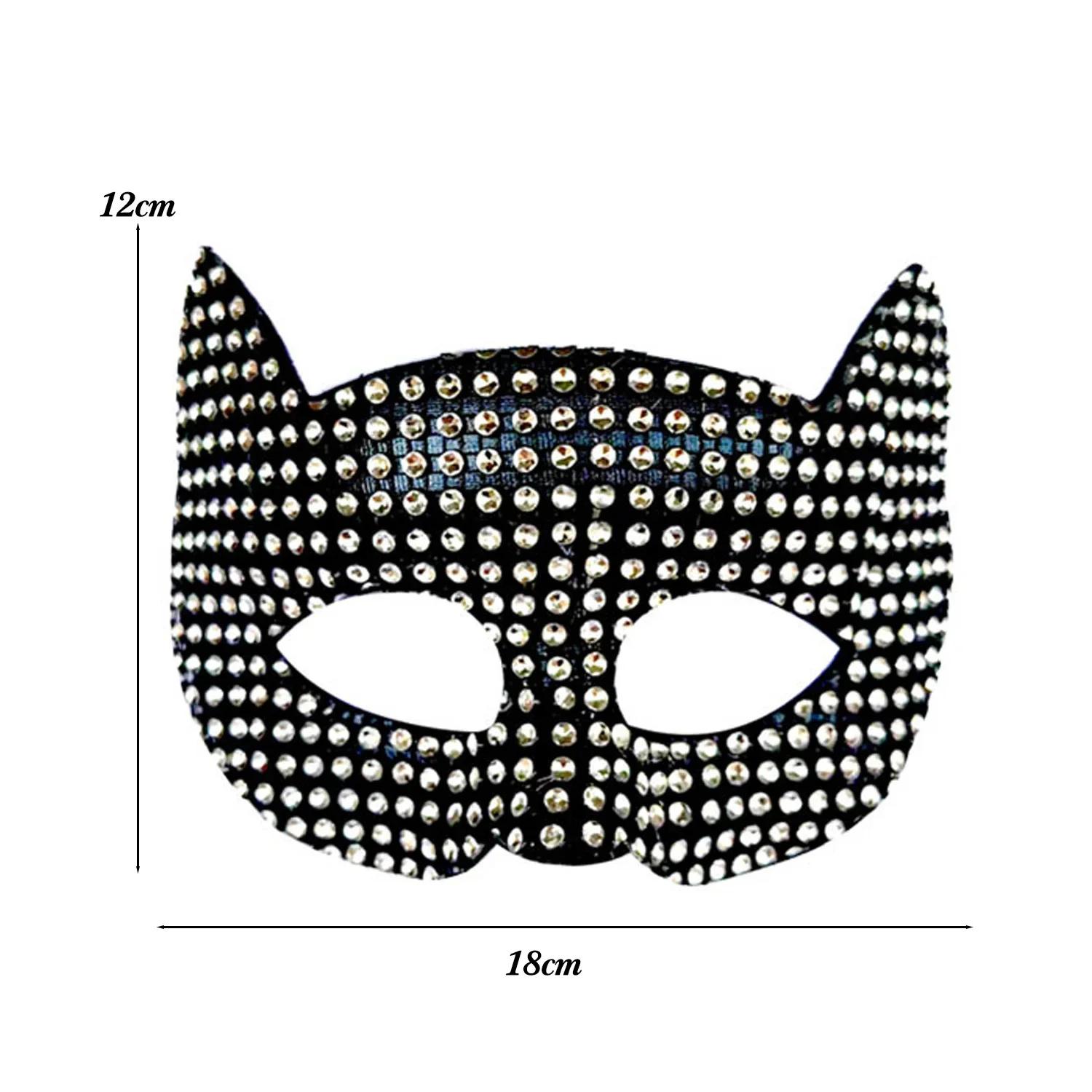 

Halloween Cat Diamond Mask Sexy Half Face Eye Mask Halloween Party Cosplay Lovers Mask Costume Props Male Female Costumes чёрный