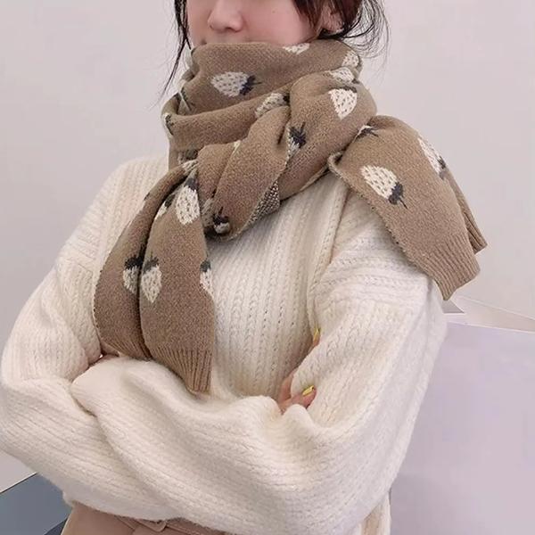 WTEMPO Gestrickte Jacquard Winter Lange Warme Schals Damen Verdickt Winddicht Kältebeständig Vielseitig Lässige Schals