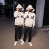 25S cross-border European and American trendy brand MIXED & EMOTION beaded letter hooded sweater men's and women's high street cardigan jacket