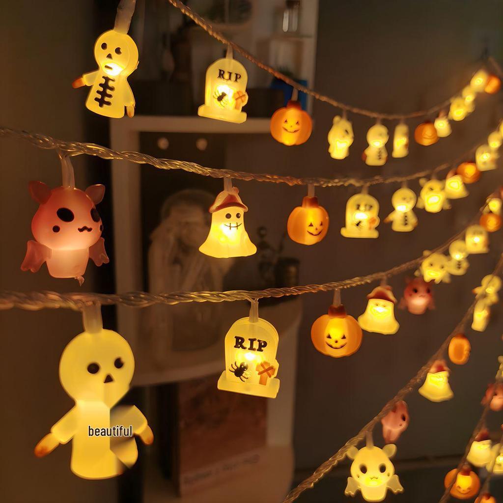 Halloween LED String Lights: Pumpkin, Spider, Skull, Ghost & Bat Decor for Party & Bar