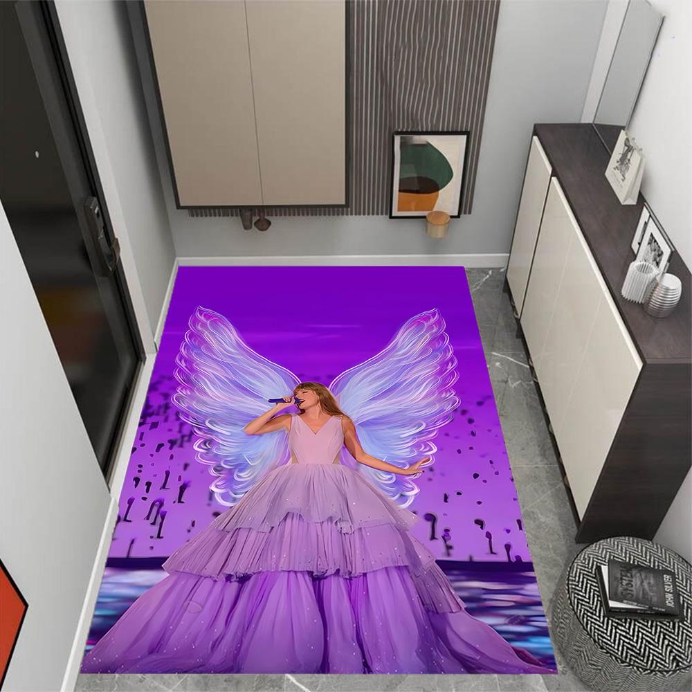 Taylor Swift Angel Themed Anti-Slip Rugs - Polyester Home Decor, Suitable for Bedrooms, Living Rooms, Doorways, Studios, and Decorations