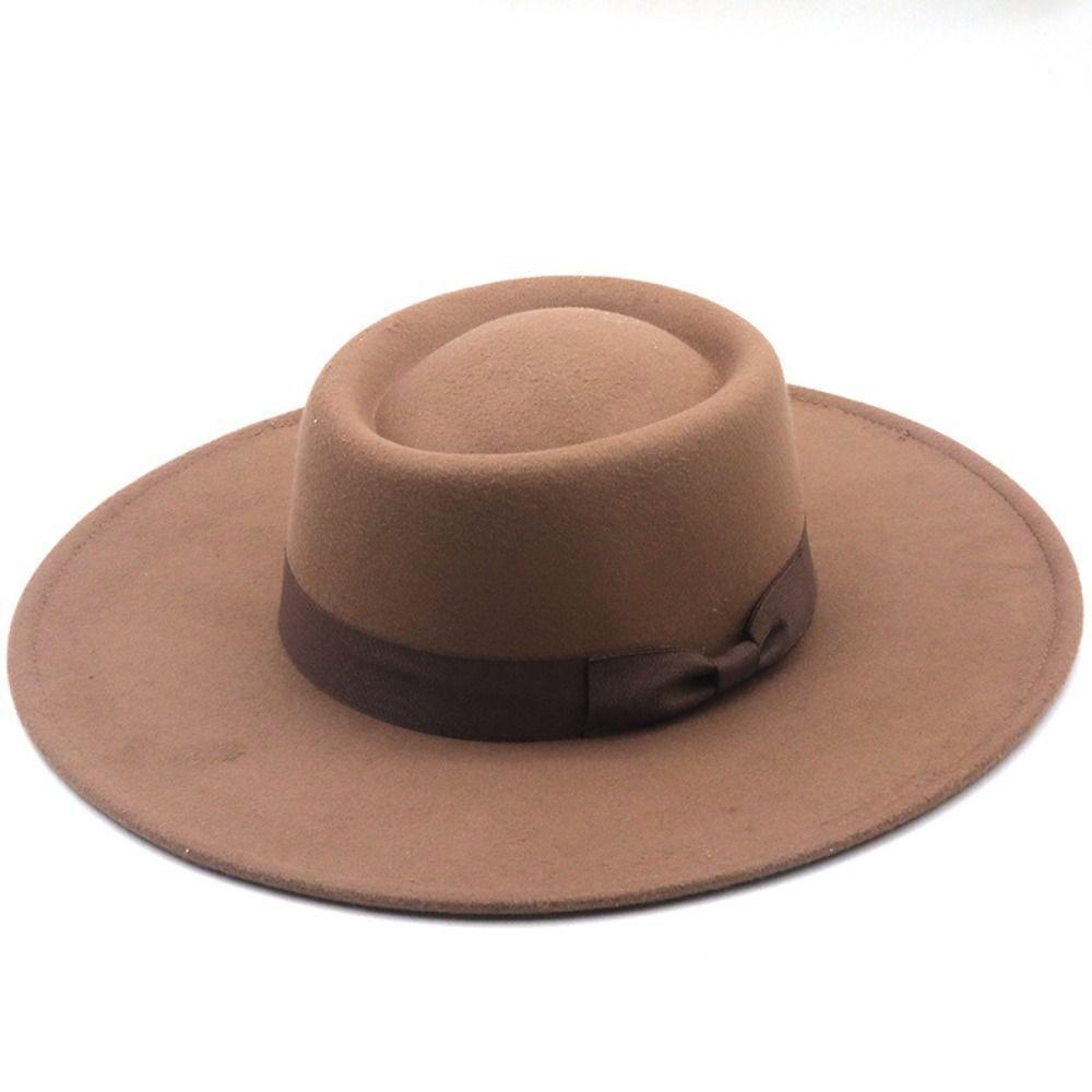 Damen Vintage Elegant Derby Fedora Bowler Hut Breiter Rand 100% Polyester Sport Outdoor Angeln Party