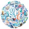 50pcs Hand Drawing Ocean World Stickers Sea Fish Graffiti for Phone Laptop Guitar Travel Luggage Skateboard Car DIY Decals