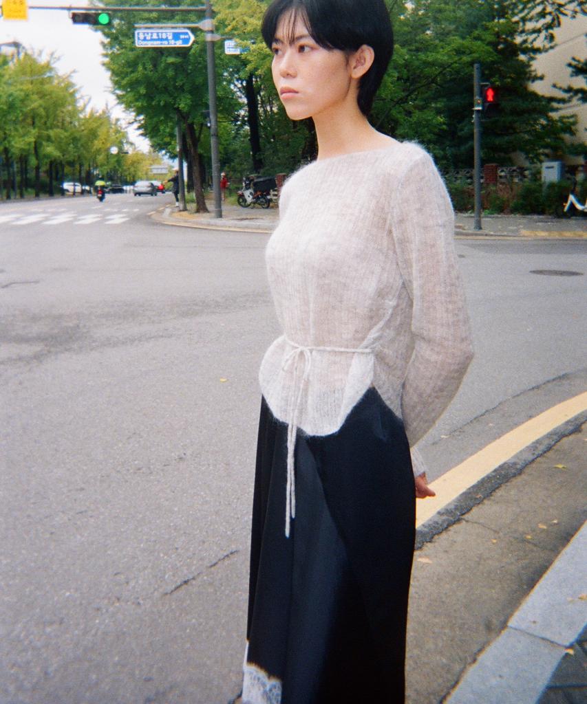 Gilyeong Mohair Tie Knit_Light Gray