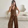 Western Style New Fashion Cardigan Vest Trousers Two-piece Set Cardigan Vest and Pants Set