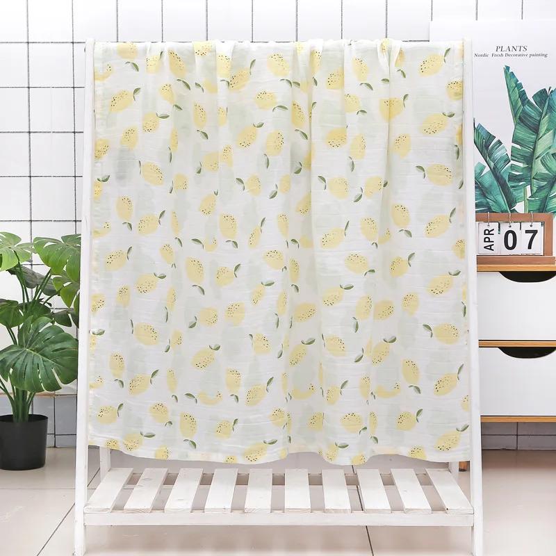 120*120 cm Soft Muslin Cotton Baby Blanket Bamboo Cotton Blanket Wrap Cute Cartoon Newborn Blankets Infant Wrap Sleepsack