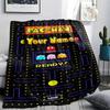 1PC Custom Name Pac-Man Patterned Flannel Blanket Suitable For All Seasons for Home Decor Warmth and Comfort Gifts Holiday Present -HE165