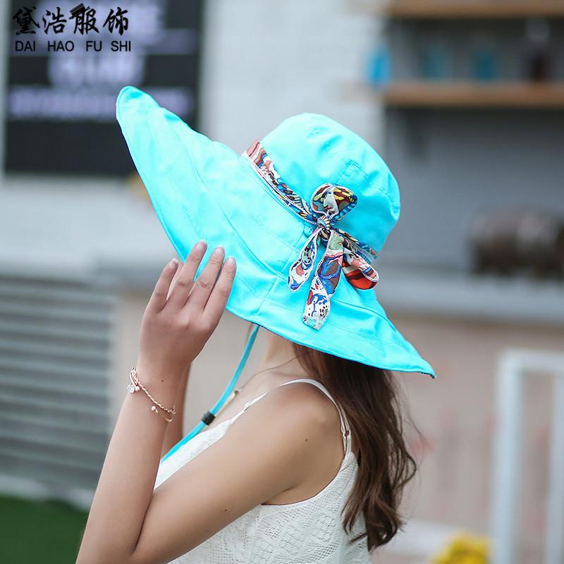 Korean version sun hat women's summer foldable large edge flower cloth hat sun hat double-sided super fire
