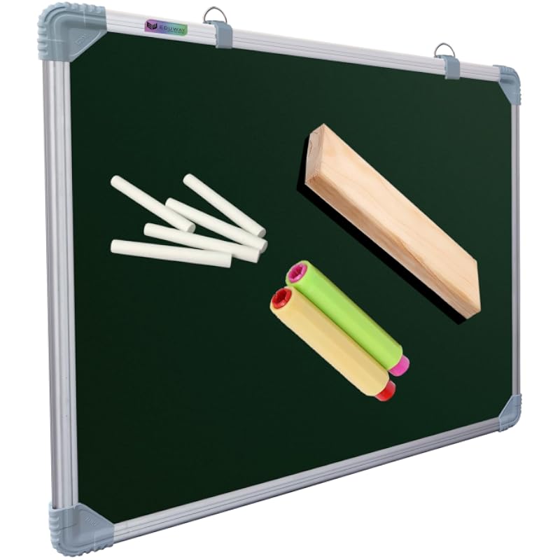 Eduway 2X2 Ft. Kunj Non-Magnetic Double-Sided Chalk Board & White Board (Combo Pack) With 1 Wooden Duster, 2 Chalk Holde