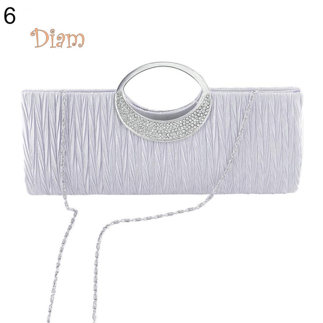 

GQ Женская роскошная атласная плиссированная вечерняя сумка со стразами, вечерняя сумочка-клатч One Size серебряный