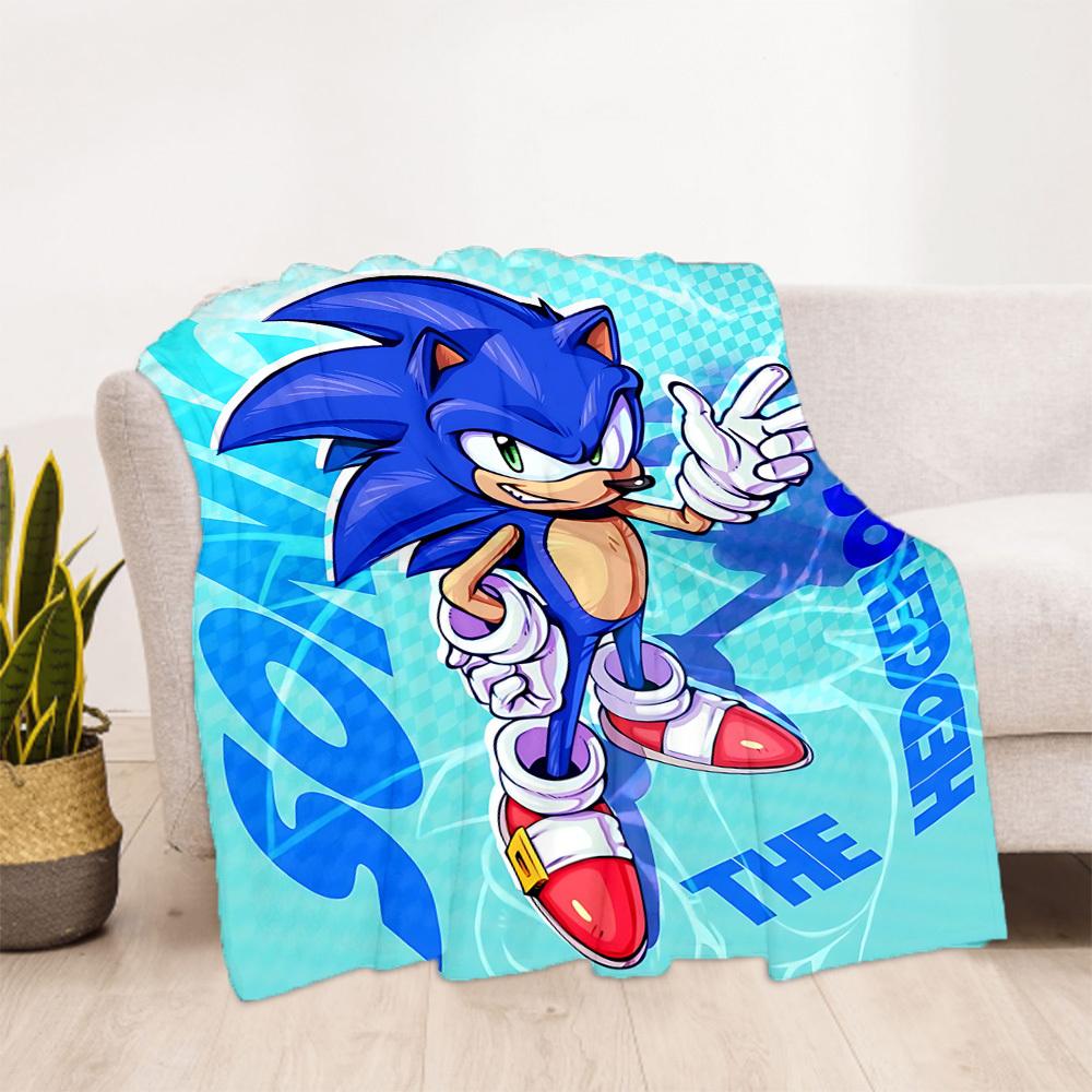 1PC Sonic, Hedgehog Outdoor Blanket Lightweight Flannel, Soft & Warm, All-Season Use for Sofa, Outdoor, Camping, Living Room, Office44