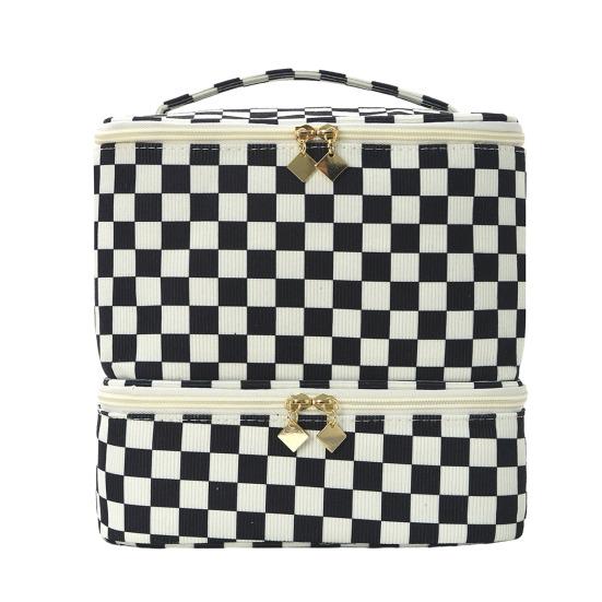 

Cosmetic Storage Bag Two-Layer Design Large Capacity Makeup Bag Wear-Resistant Scratch-Resistant Travel Makeup Organizer чёрный