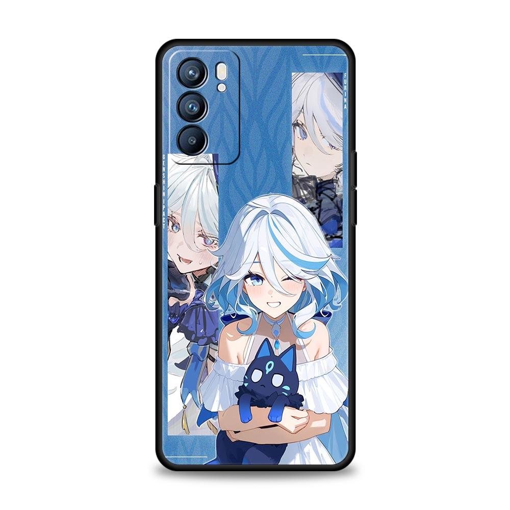Genshin Impact Lovely Furina Case For Oppo Reno13 Reno12 Reno11 F Reno10 Pro A54 5G Find X5 A53 A52 A9 A17 4G A79 A80 A98 Cover