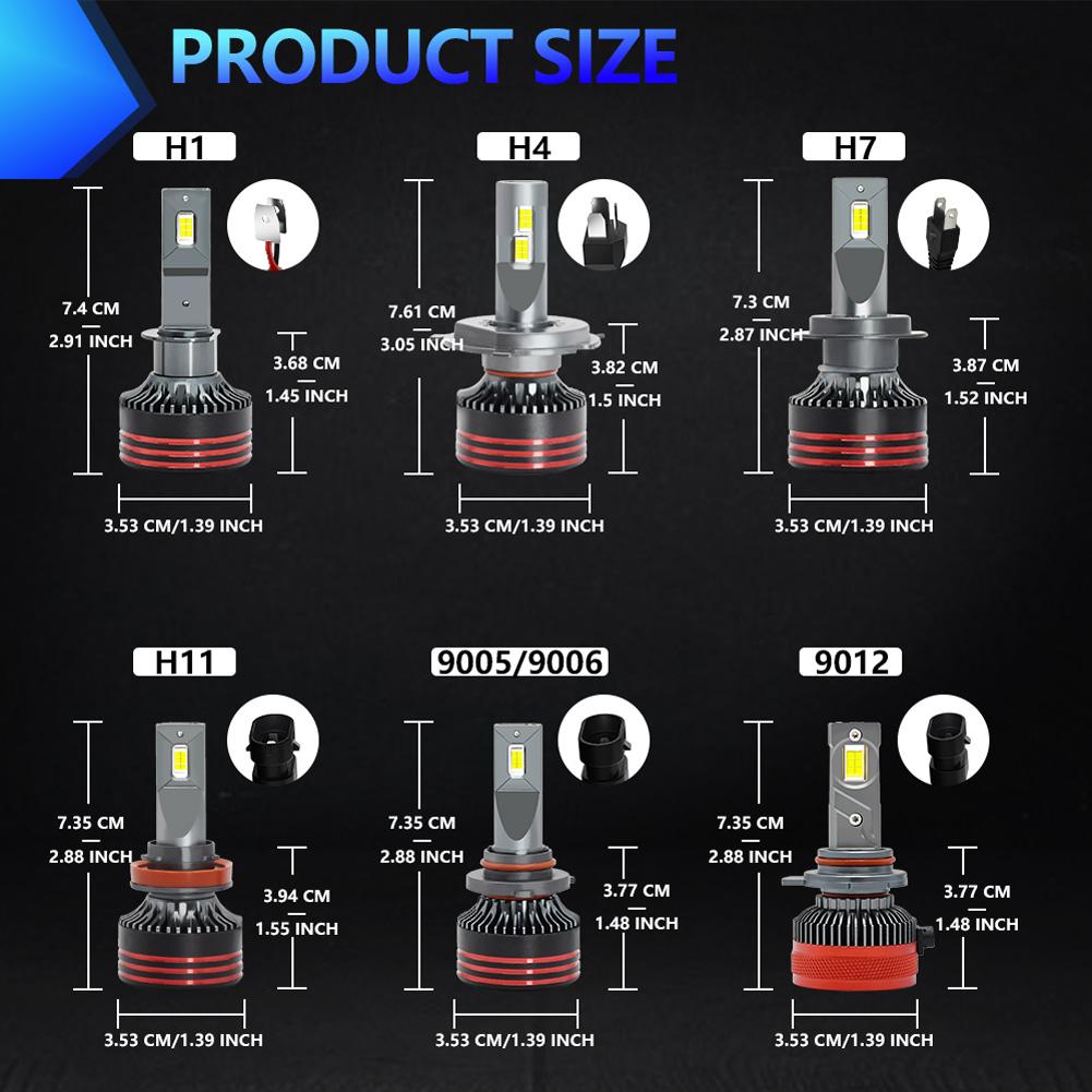 A3 LED Bulbs 10-32V 60W 6000LM 6000K High Brightness Headlight Conversion Kit IP68 Waterproof Pack Of 2