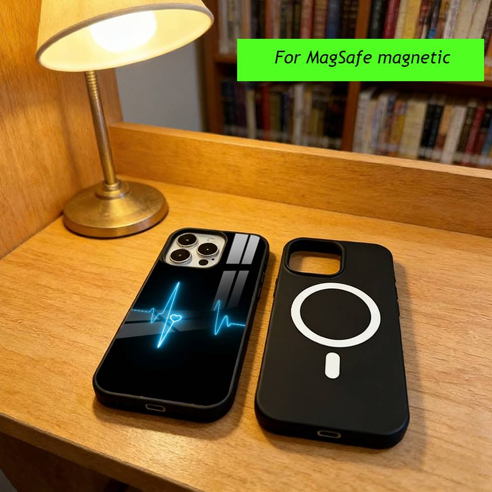 Heartbeat Love Echo Phone Case For iPhone17,16,15,14,13,12,11 Plus,Pro Magnetic For Magsafe Wireless Charging