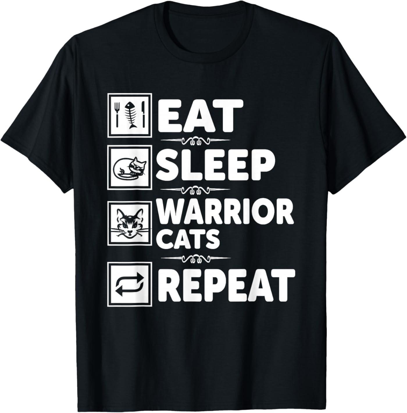 Cat & Cats Lover - Eat Sleep Warrior Cat Repeat - Cat T-Shirt XXL