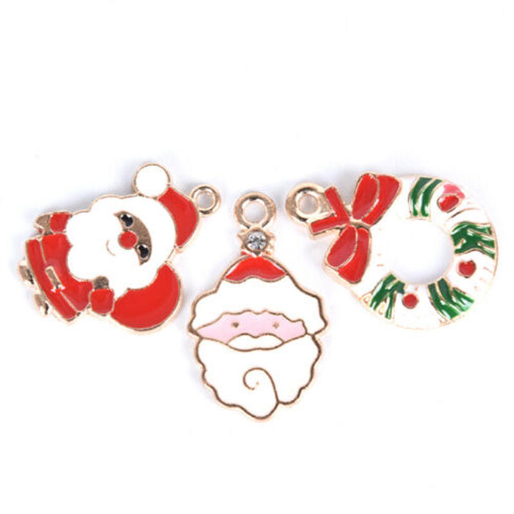 20Pcs/Set Enamel Alloy Mixed Christmas Charms Pendant Jewelry DIY Craft Making Supplies Fashion Jewelry Festive Party Supplies