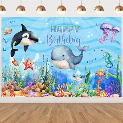 Unter dem Meer Sommer Ozean Thema Geburtstagsfeier Deko Kinder Junge Hintergrund Niedlicher Delfin Seestern Dekoration Event Banner Requisiten