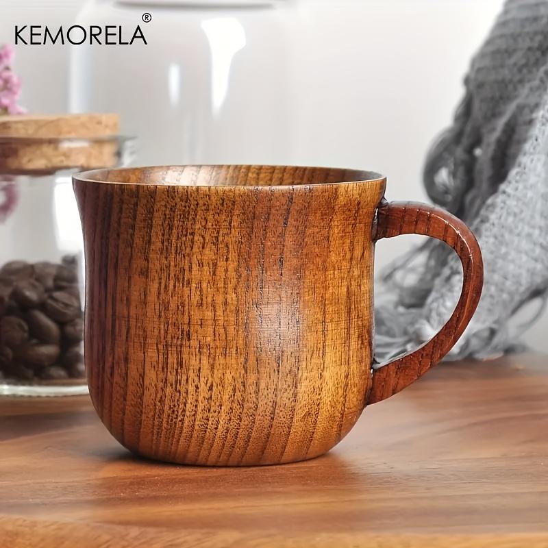 KEMORELA Wooden Coffee Mugs Set Vintage Jujube Tea Design 1/2pcs Reusable Drinkware for Water Wine Beer Espresso