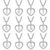 Heart Letters 26 Love Crystal Women Silver Plated Chain Jewelry Necklace